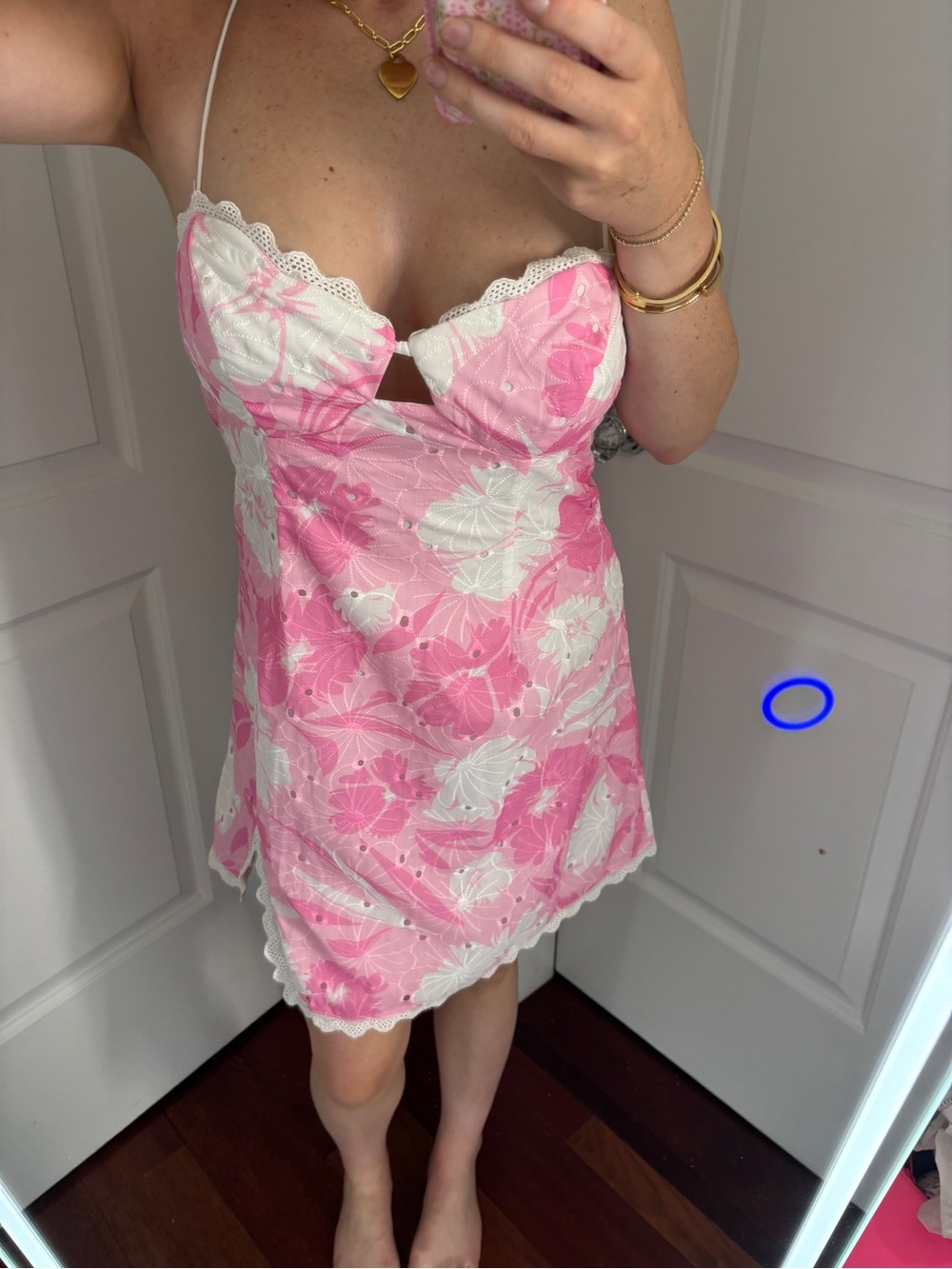 Angel Biba Pink and White Floral Mini Dress